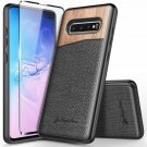 Galaxy S10 5G Case Premium Natural Wood Canvas Fabrics Heavy Duty Shockproof