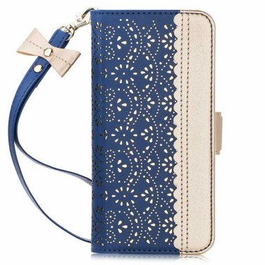 Samsung Galaxy Note 10 Plus Case Romantic Carved Flower Leather Navy Blue