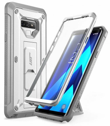 For Galaxy Note 9 Case with Built in Screen Protector Kickstand FullBody White