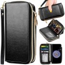 OnePlus 6T Case Leather Wallet 2in1 Folio Purse Credit Card Flip and Stand Black