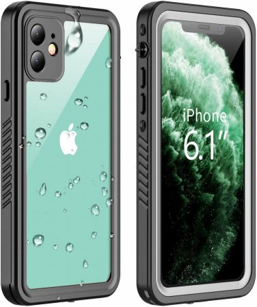 Case for iPhone 11 Built in Full Body Screen Waterproof Shockproof Black/Clear