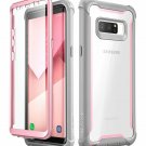 For Galaxy Note 8 Case Fullbody Rugged Clear Bumper with Builtin Screen Pink