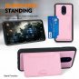 OnePlus 6T Case Slim Leather Wallet Flip Cover Stand with 5 Card Slots Pink