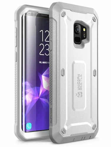 For Galaxy S9 Case BuiltIn Screen Protector Fullbody Rugged Holster 2018 White