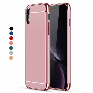 iPhone XR Case 3 in 1 Ultra Thin and Slim Hard Coated Non Slip Surface Rose Gold