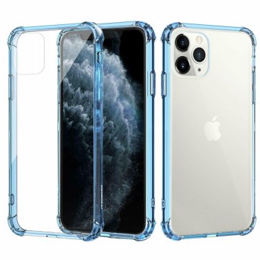 iPhone 11 Pro Max Case Reinforced Corner TPU Bumper Anti Yellow Clear Blue