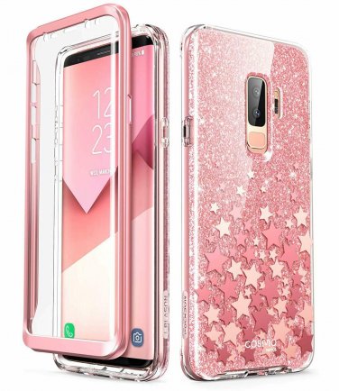 Galaxy S9 Plus Case FullBody Protection Glitter TPU Bumper Polycarbonate Pink