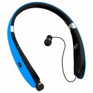Bluetooth Headphones Headset Foldable Neckband Wireless Earphones with Mic Blue