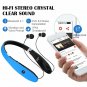 Bluetooth Headphones Headset Foldable Neckband Wireless Earphones with Mic Blue