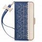 Samsung Galaxy Note 10/5G Case Wallet Kickstand Leather Carved Flower Navy Blue