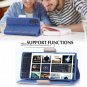 Samsung Galaxy Note 10/5G Case Wallet Kickstand Leather Carved Flower Navy Blue