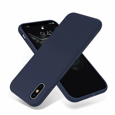 iPhone X Case Silky and Premium Soft Silicone Rubber Protective Midnight Blue