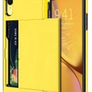 Case for iPhone XR Wallet Card Slot Holder Heavy Duty Soft Rubber Bumper Yellow