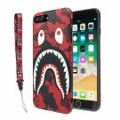iPhone 7/8 Plus Case Shark Face Luxury Flexible Durable TPU Cover Camo Red