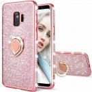 Samsung Galaxy S9 Case Glitter Women Bling Rhinestone Ring Kickstand Rose Gold