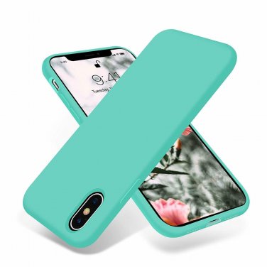 iPhone X Case Silky and Soft Premium Soft Silicone Rubber Protective Egg Blue