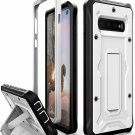 For Samsung Galaxy S10 Case Military Grade FullBody Rugged with Kickstand White