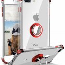 iPhone 7/8 Plus Case Clear with 360 Rotatable Ring Kickstand Protective Red