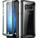 For Galaxy Note 8 Case Fullbody Rugged Clear Bumper with Builtin Screen Black
