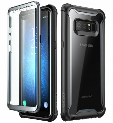 For Galaxy Note 8 Case Fullbody Rugged Clear Bumper with Builtin Screen Black