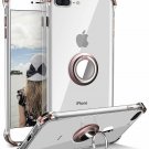 iPhone 7/8 Plus Case Clear 360 Rotatable Ring Kickstand Protective Rose Gold