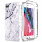 iPhone 7/8 Plus Case Builtin Screen Protector PC Bumper Soft TPU Gray/White