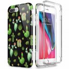 iPhone 7/8 Plus Case Builtin Screen Protector PC Bumper Soft TPU Green Cactus