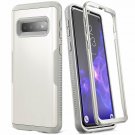 For Galaxy S10 Case Metallic Heavy Duty Protection Full Body Shockproof White