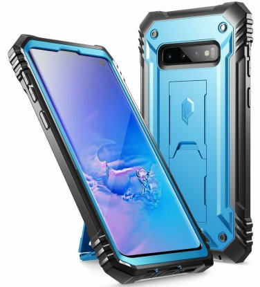 For Galaxy S10 Case Rugged  Kickstand Heavy Duty Military Grade Full Body Blue