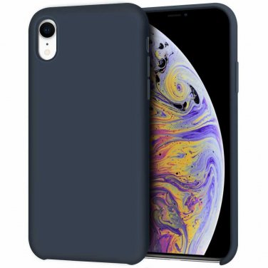 iPhone XR Case AntiSlip Liquid Silicone Gel Rubber Bumper Soft Microfiber Blue