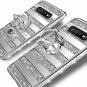 Galaxy S10 Plus Glitter Ring Holder Kickstand Bling Diamond Bumper Stripe Silver