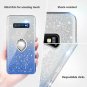 Galaxy S10 Plus Glitter Ring Holder Kickstand Bling Diamond Bumper Stripe Blue