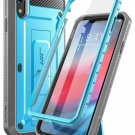 For iPhone XR Case with BuiltIn Screen Protector FullBody Rugged Holster Blue