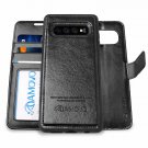 For Galaxy S10 Plus Case Wallet Detachable Vegan Leather Wrist Strap 6.4 Black