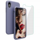 For iPhone Xs/X Case Liquid Silicone Screen Protector Rubber Shockproof Purple