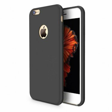 For iPhone 6S/6 Plus Case Liquid Silicone Rubber Gel Microfiber Cushion Black
