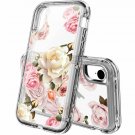Case for iPhone Xr Heavy Duty Hybrid Impact Defender Clear Shockproof Flower 05