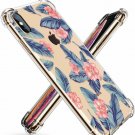 For iPhone X/Xs Case Flower Pattern Design Soft  Flexible TPU UltraThin Blue