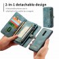 OnePlus 6T Case Leather Wallet Card Slots Holder Magnetic Shockproof Cover Blue,