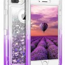 iPhone 7/8 Plus Case Protective Glitter Heavy Duty Protective TPU Clear Purple