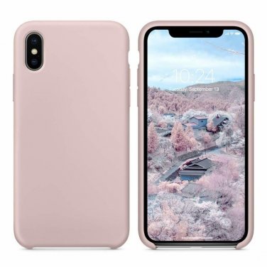 iPhone Xs Max Case Liquid Silicone Soft Rubber Protective Soft Microfiber Pink