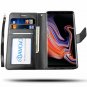 Wallet Galaxy Note 9 Case Vegan Leather Wrist Strap Card Slot Kickstand Black
