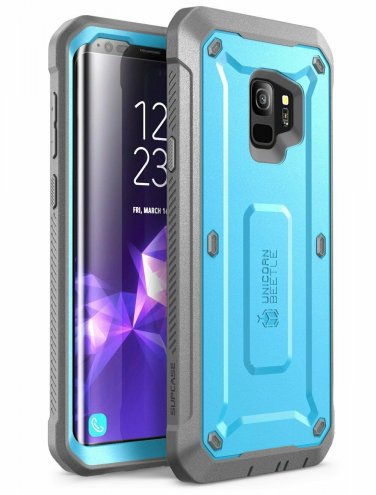 For Galaxy S9 Case BuiltIn Screen Protector Fullbody Rugged Holster 2018 Blue