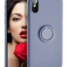 iPhone X/Xs Case Liquid Silicone with Ring Holder Kickstand Soft Slim Gray