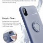 iPhone X/Xs Case Liquid Silicone with Ring Holder Kickstand Soft Slim Gray
