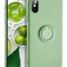 iPhone X/Xs Case Liquid Silicone with Ring Holder Kickstand Soft Slim Green