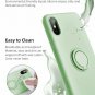 iPhone X/Xs Case Liquid Silicone with Ring Holder Kickstand Soft Slim Green