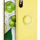iPhone X/Xs Case Liquid Silicone with Ring Holder Kickstand Soft Slim Yellow