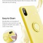 iPhone X/Xs Case Liquid Silicone with Ring Holder Kickstand Soft Slim Yellow