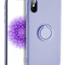 iPhone X/Xs Case Liquid Silicone with Ring Holder Kickstand Soft Slim Purple